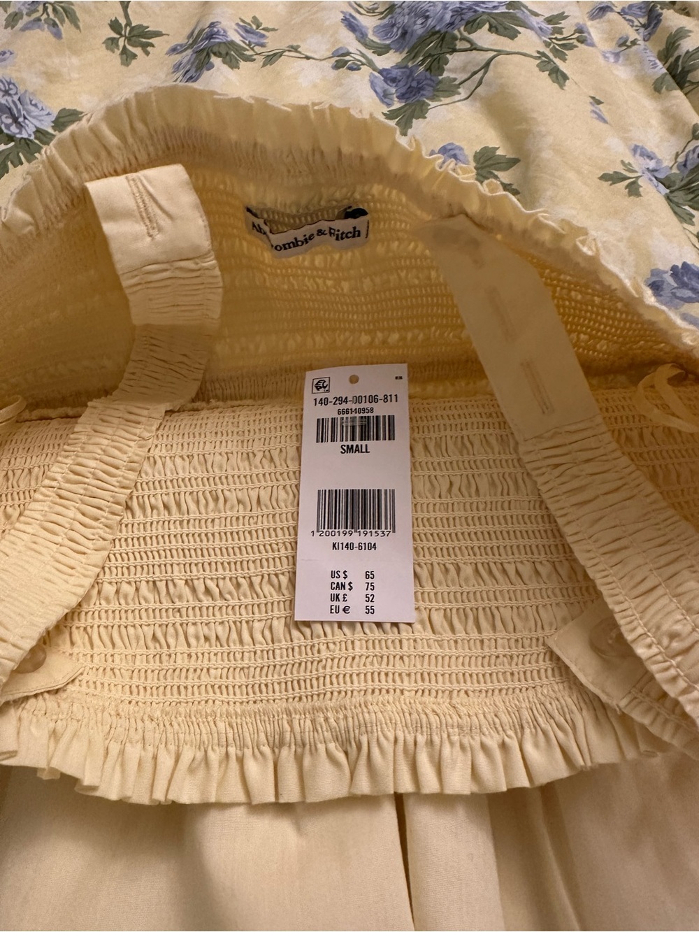 Abercrombie & Fitch Pale Yellow Smocked Blouse